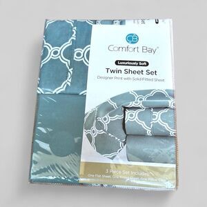 Comfort Bay Luxuriously Soft Twin Sheet Set Designer Print & Solid Fitted Sheet